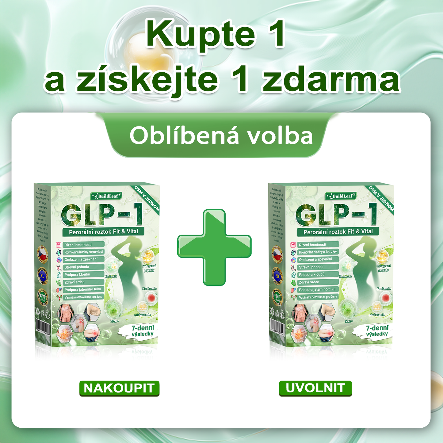 🌿Oficiální obchod ČR | BuildLeaf® GLP-1 8-v-1 Fit & Vital Řešení (Jednou denně, viditelné změny za 7 dní)  Obezita, kardiovaskulární zdraví, cukrovka, spánková apnoe, zdraví střev, problémy se klouby a další 🍀🍀